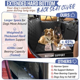 ROUWINNE Back Seat Extender for Dogs Truck-Large Space, Dog Pet Seat Cover Back Seat Hard Bottom Holds 420lb, Waterproof Dog Hammock for Crew Cab Trucks F150, RAM1500, Sierra, Tundra, Silverado, Black
