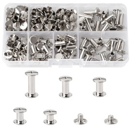 Book Screws, Chicago Screw Set, Screw Rivets Set with Assortment Box, Binding Book Screws Set for Leather Decoration, Bookbinding, DIY Crafts (Silver)