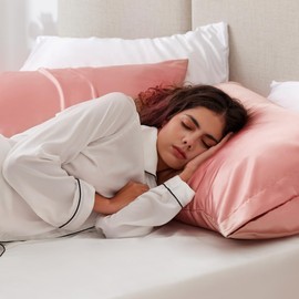 Love's cabin Satin Pillowcase for Hair and Skin (Coral, 20x26 inches) Similar to Silk Pillow Cases, Pillow Cases Standard Size Set of 2 - Satin Cooling Pillow Covers with Envelope Closure