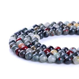 6MM 8MM 10MM 12MM 14MM Natural African Blood Stone Round Gemstone Loose Beads For Jewelry Making (6MM)