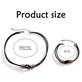 Leather Necklace Men's Leather Chain Men's Bracelet Men's Leather Bracelet Gift for Men, cortex, No