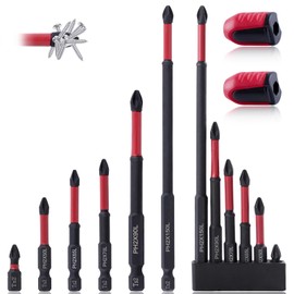 GOLD DEER 12 Piece Set Strong Magnetic Bit, Plus Bit, Impact Magnet, 1-2-3-3-3.5-4-6 Inch Long Phillips Head Hex Bit Impact Resistant Anti-Slip High Hardness Drill Bit Driver Bit Set Screwdriver Bit