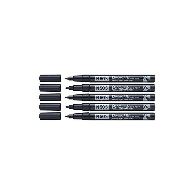 PENTEL Pack of 5 Permanent Markers N50S Aluminium Body with