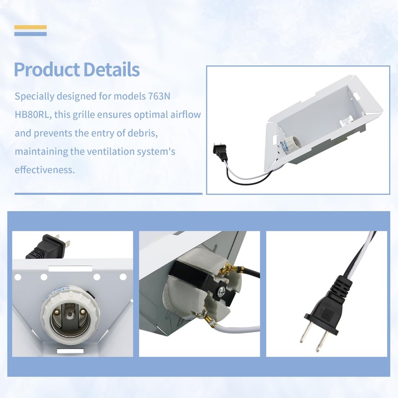 yrjns S97014212 Light Reflector with Socket Fit for Broan NuTone