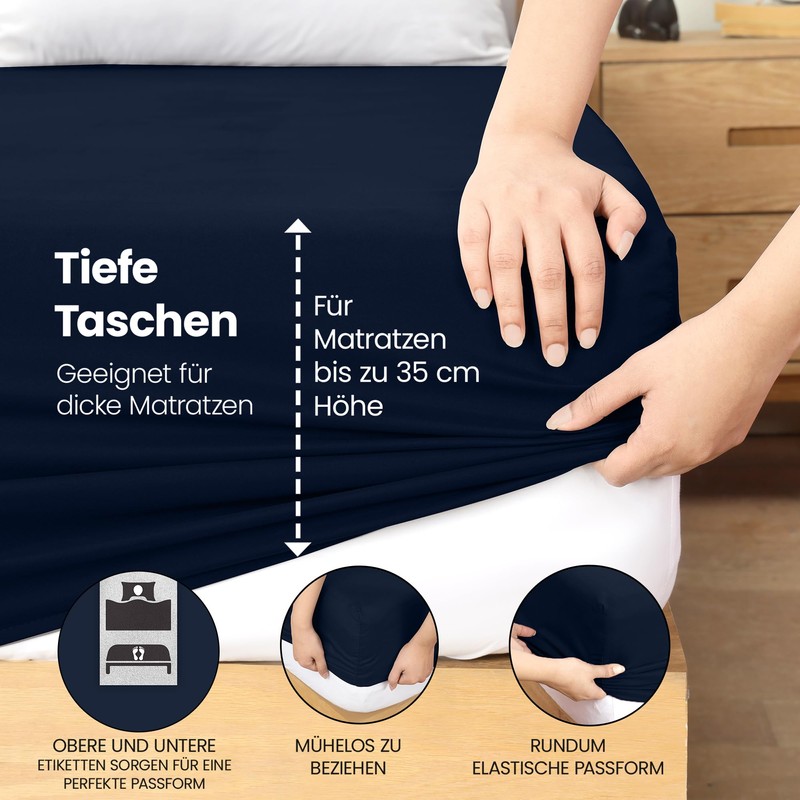 Utopia Bedding, Fitted Sheet, 120 x 200 cm, Navy Blue,