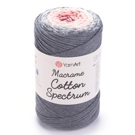 YarnArt Macrame Cotton Spectrum – 80% Cotton Multicolor Cord – 8.8 oz (250g), 246 yds (225m) – Colorful Rope for Knots, Weaving, DIY Crafts – Worsted Weight Aran (4) (1306)