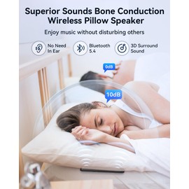 PILSAMAS Pillow Speaker, Under Pillow Speaker Bluetooth for Sleeping - Bone Conduction, Three Timers, Six Nature Sounds- Portable White Noise Sound Machine for Travel, Office Privacy, Adults, Baby