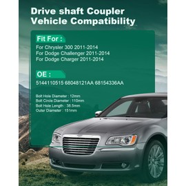 SCITOO Driveshaft Drive Shaft Coupler Flex Joint Shaft Coupling Compatible for Chrysler 300 2011-2014, for Dodge Challenger 2011-2014, for Dodge Charger 2011-2014, V8 5.7L, 5144110515 68048121AA