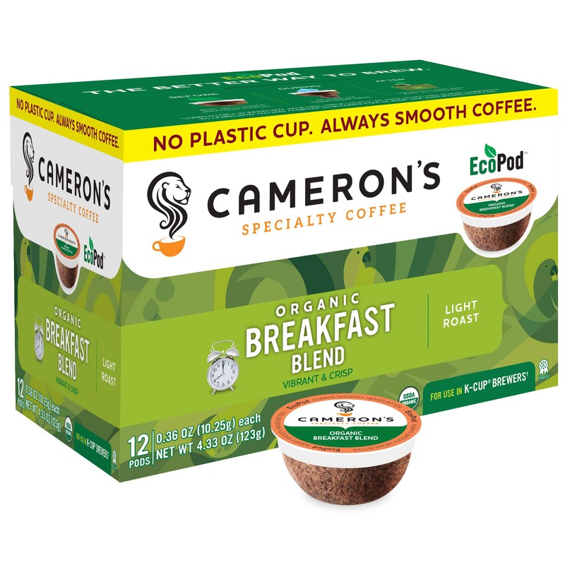 Cameron's Coffee Single Serve Pods, Organic Breakfast Blend, 12 Count