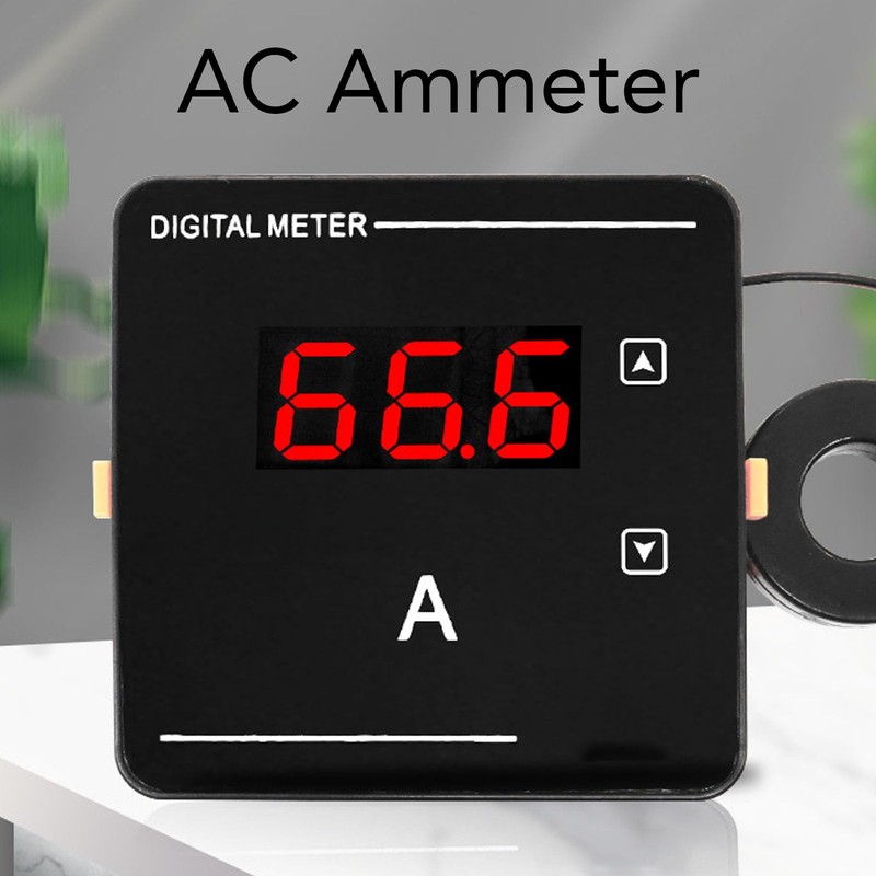 Digital Ammeter Panel, AC Current Meter, 1-120A Measurement Range, Backlit