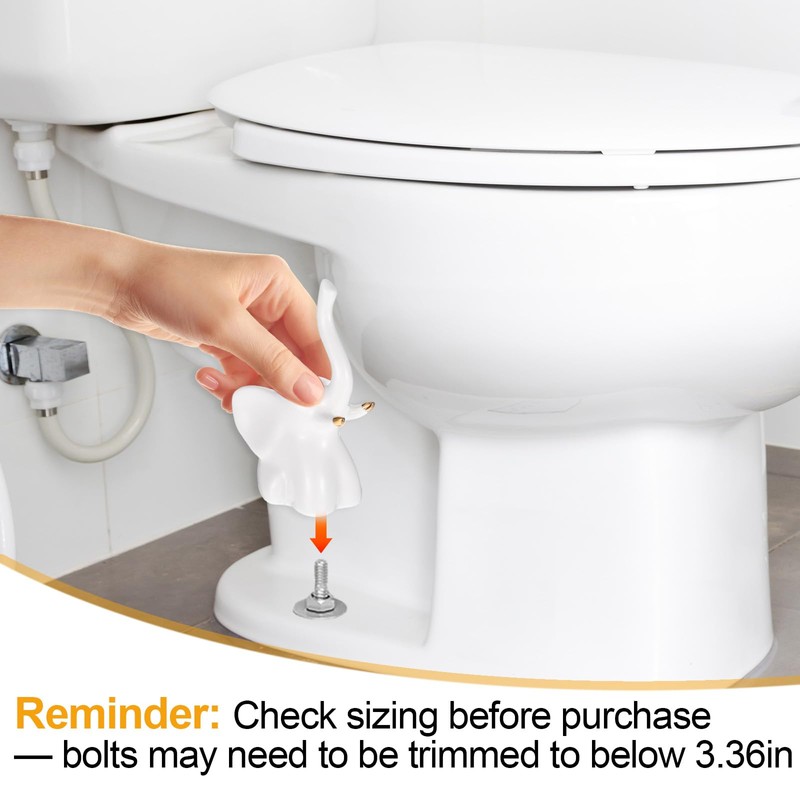 2 Pack Toilet Bolt Covers Decorative,Lovely Ceramic Elephant Shaped Toilet