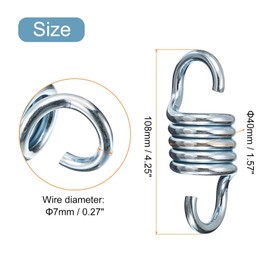 TOP-VIGOR 2Pcs Hammock Spring, Galvanized Iron Swing Extension Spring for Hanging Hammock Chairs and Porch Swings, Heavy Duty Spring Leisure Garden Swing Hammock (Load Capacity 250 kg/551.16lb)