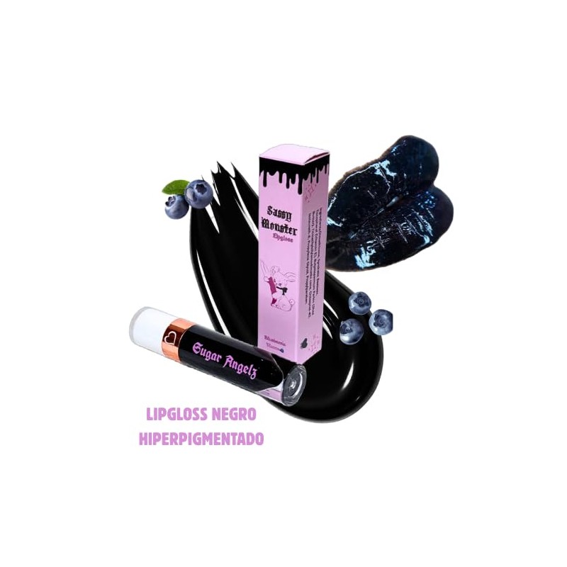 Sassy Monster Gloss Negro, Sabor Mora Azul