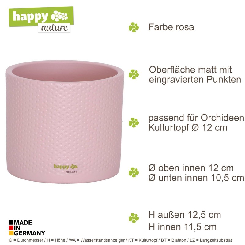 happy nature Ceramic Flower Pot Toscana Silver Pink Matt Diameter