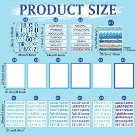 Dispowreath 96 Pcs Science Fair Board Supplies Includes Self Adhesive Science Fair Project Titles Science Subtitles Presentation Bulletin Border Letter Stickers for Classroom Office(Ocean,Blue)