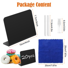 20Pcs +4 Mini Chalkboard Signs with 2 Pen Reusable Food Labels Black Tabletop Chalkboard Signs Place Cards Rectangle Small Blackboards Message Board Signs for Food Party Buffet and Weddings