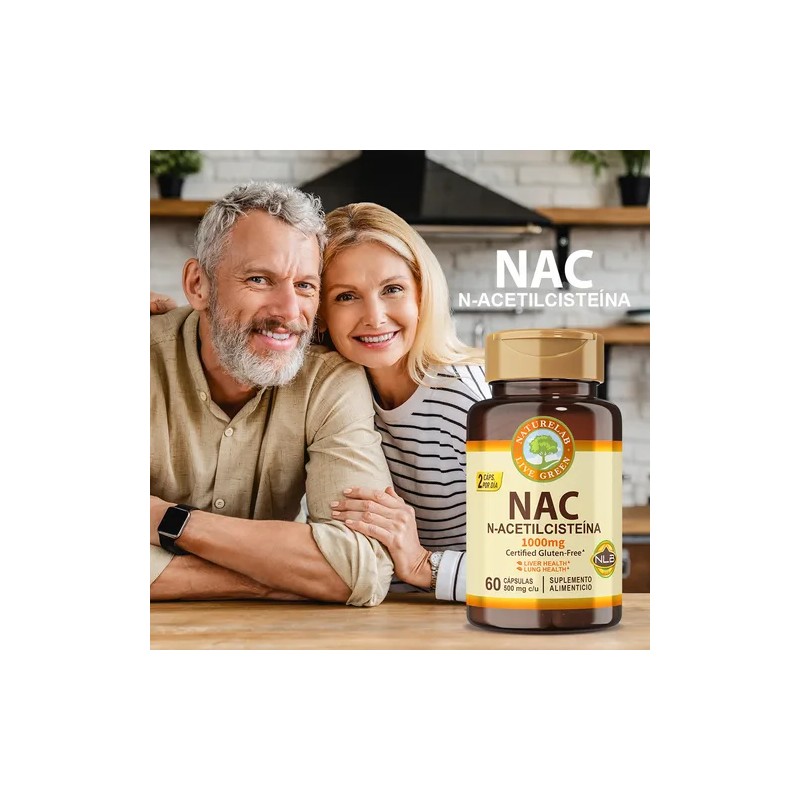 Nac N-acetil-cisteina 1000 Mg Naturelab® Vegano 60 Capsulas Sabor Sin