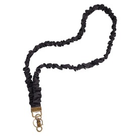 Tinoaly Scrunchie Lanyard für Ausweise, Einziehbares Dehnbares Lanyard mit Clip Weich Elastisch Schlüsselanhänger Kartenhalter für Lehrer Krankenschwestern Ärzte (Schwarz)