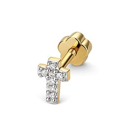 Attractive 9ct Gold Ladies Diamond Single Cartilage Stud Earring Brilliant Cut G-H - SI3-I1 WJS31450