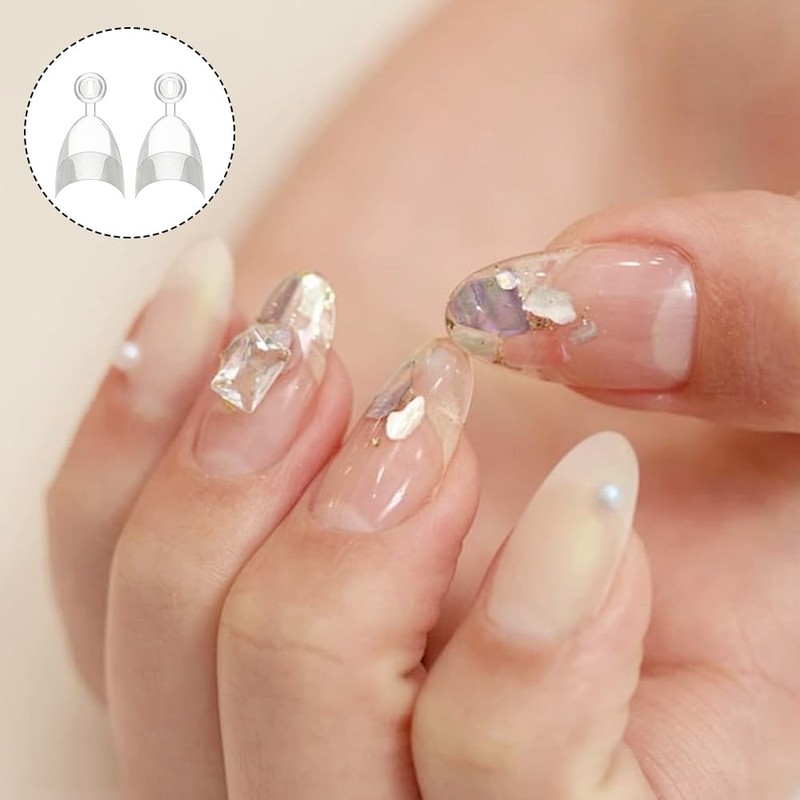 120 pcs Short Almond Nail Tips, 12 Sizes French Edge