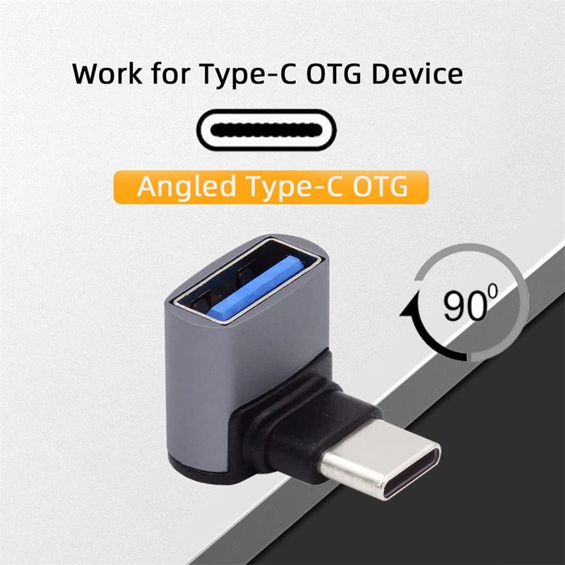 xiwai Adaptador OTG de 90 grados para computadora portátil, tablet