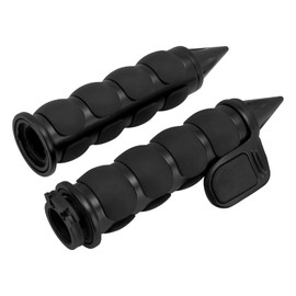 1 inch Handlebar Grips with Throttle Assist Pad 25mm Cable Throttle Spike Bar End Hand Grips Compatible with Harley Touring Softail Dyna Sportster XL883 1200 XR VRSC (Black)