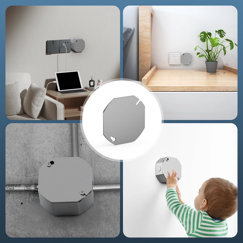 6Pcs Octagon Electrical Box Cover Plates, Junction Box Cover, Electric