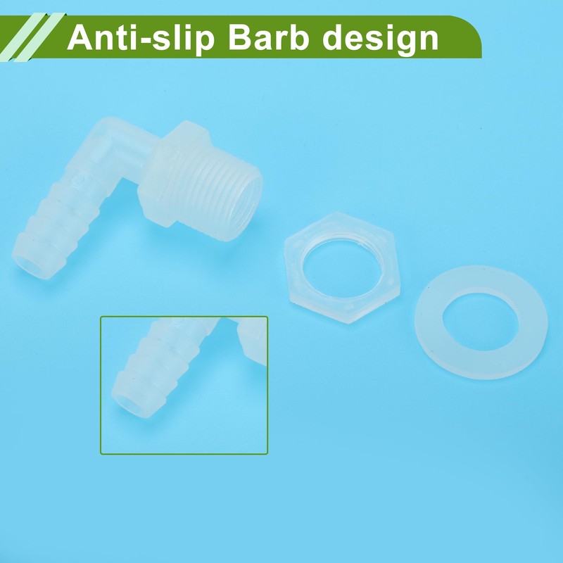 HOPESPANNER Plastic Hose Barb Fitting 5/16" Hose ID G3/8 Male