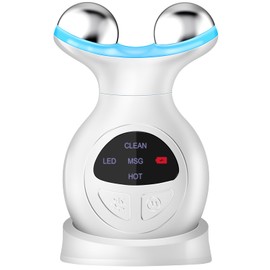 Microcurrent Facial Device, 7 LED Colors for Fading Fine Lines on Neck and Tightening Skin, Facial Wrinkle Removal Device, Smart Photon Micro-Current Device, White