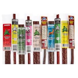 Jerky Dynasty Bayou Mix - Exotic Beef Jerky Snack Packs with Venison, Wild Boar & Alligator - Unique Flavors from Around the World in Slim Stick Style Jerky Variety Pack - (10 Pack)