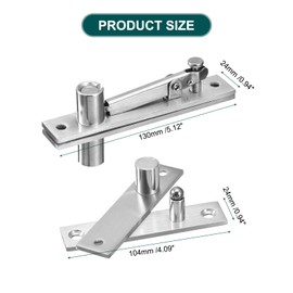 sourcing map Door Pivot Hinges Hidden Door Hinges for Wood Doors 360 Degree Stainless Steel Silver 1 Set