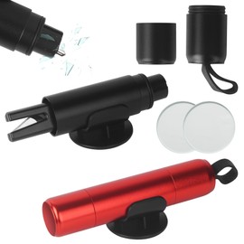 2-in-1 Seat Belt Cutter Emergency Hammer, Pack of 2 Emergency Hammer Car with Seat Belt Cutter, TÜV Certified Test Glass and Holder, Emergency Rescue Tools Essential, for Cars and Buses (Black + Red)