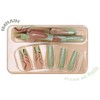 IMRAIN Press on Nails Long Square Fake Nails Green French