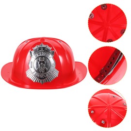 Operitacx Firefighter Hat, Pretend Play Kids Hat Kids Firefighter Helmet Firefighter Hat Costume Chief Helmet Halloween Party Costume Accessory Red