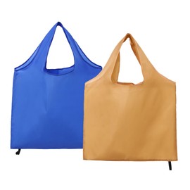 FAVORTALK Shopping Bags Foldable in Pouch Nylon- 2 Pcs Large Foldaway Reusable Solid Groceries Bag Washable Nylon Lightweight Shopper Bag for Women Ladies - D24710