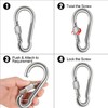 Acquwistach Locking Carabiner Clips 4 Pack 4" Stainless Steel Spring