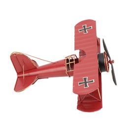 lyrlody Iron Delicate Vintage Biplane Model, Retro Plane Model Wrought Iron Decoration Aeroplane Metal Plane Model for Home and Cafe in Retro Style (Red)
