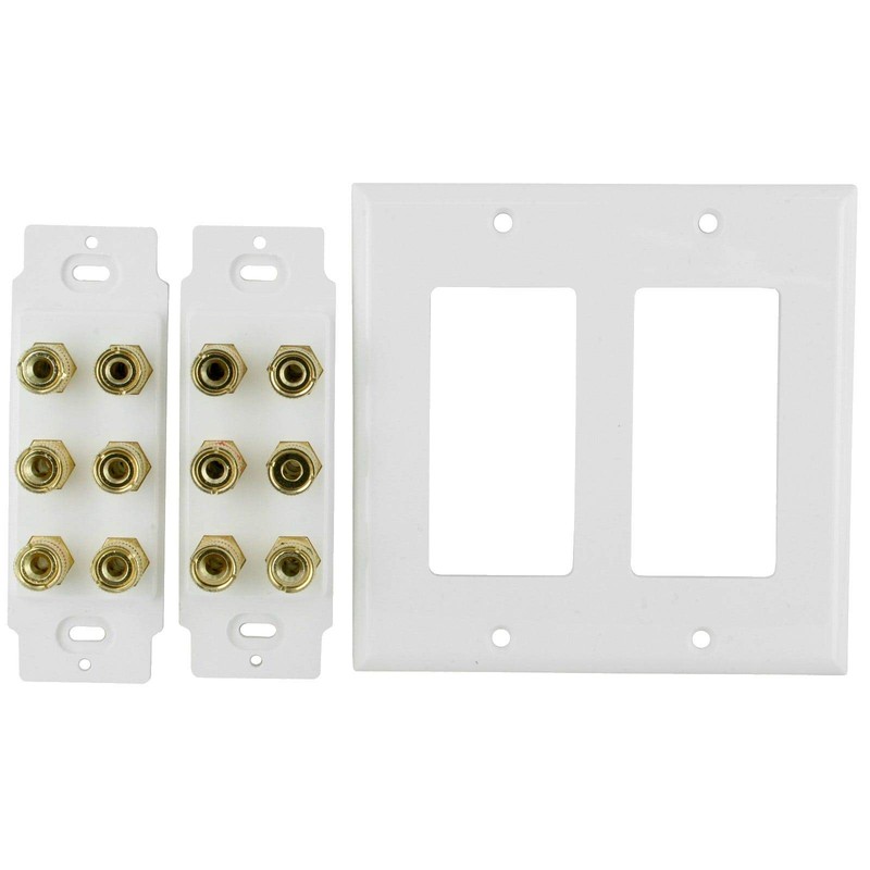 6 Speaker Cable Wall Plate Double Gang for 6 Surround
