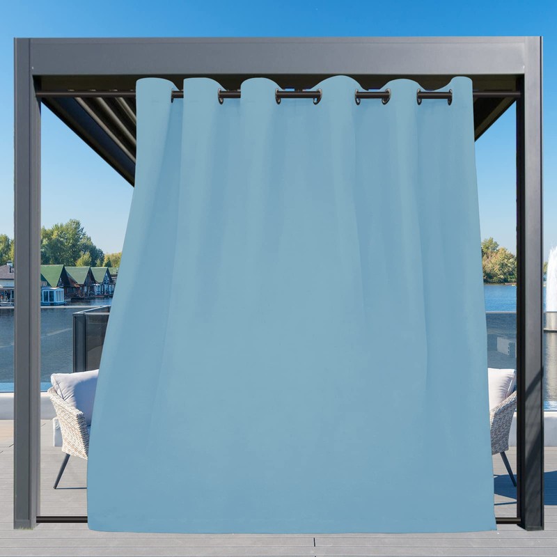 Easy-Going Outdoor Curtains Waterproof Windproof Weatherproof Curtain for Patio, Cabana,