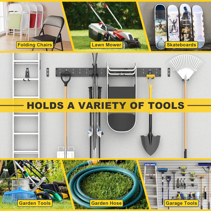 Ultrawall Garage Storage Organization, Versatile Storage Hooks Garden Tool Organizer