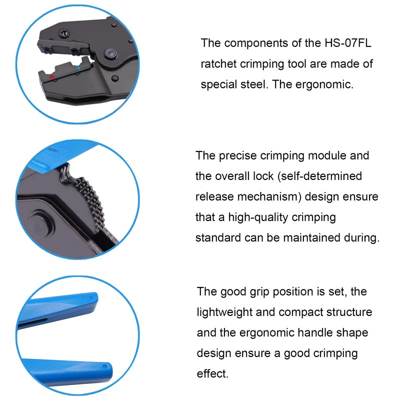 smseace Flag Terminal Crimper AWG 22-14 (0.5-2.5mm²) Electrical Crimping Tool