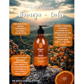 OLEUM VITAE Body Lotion. Crema Corporal Naranja-Cedro. Con Aceite Esencial de Cedro. Hidratación Profunda. Con Extractos de Caléndula, Aloe Vera y Man