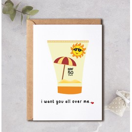 PainterDesign I Want You All Over Me Card - Funny Medical Birthday Card - Dermatology Card - Medical Pun Card - Anniversary Card - Thank You Card - Greeting Card
