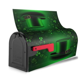Mailbox Cover, Green Shamrock Hat Letter Box Cover Magnetic Mail Wraps Post Garden Decorations 21x18 in