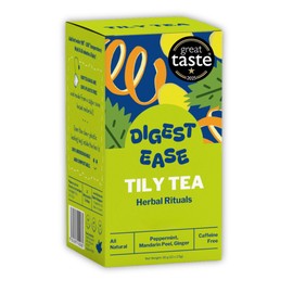 Tily Tea Digest Ease Herbal Tea | Caffeine-Free | Peppermint, Mandarin Peel, Ginger - 12 Biodegradable Teabags