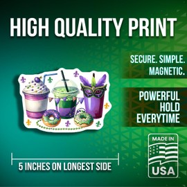 Mardi Gras Themed Magnets - Carnival Beverages Magnets - Festive Mardi Gras Party Decor Magnets- 2 Pack - Made in USA - PLDFMAG3389