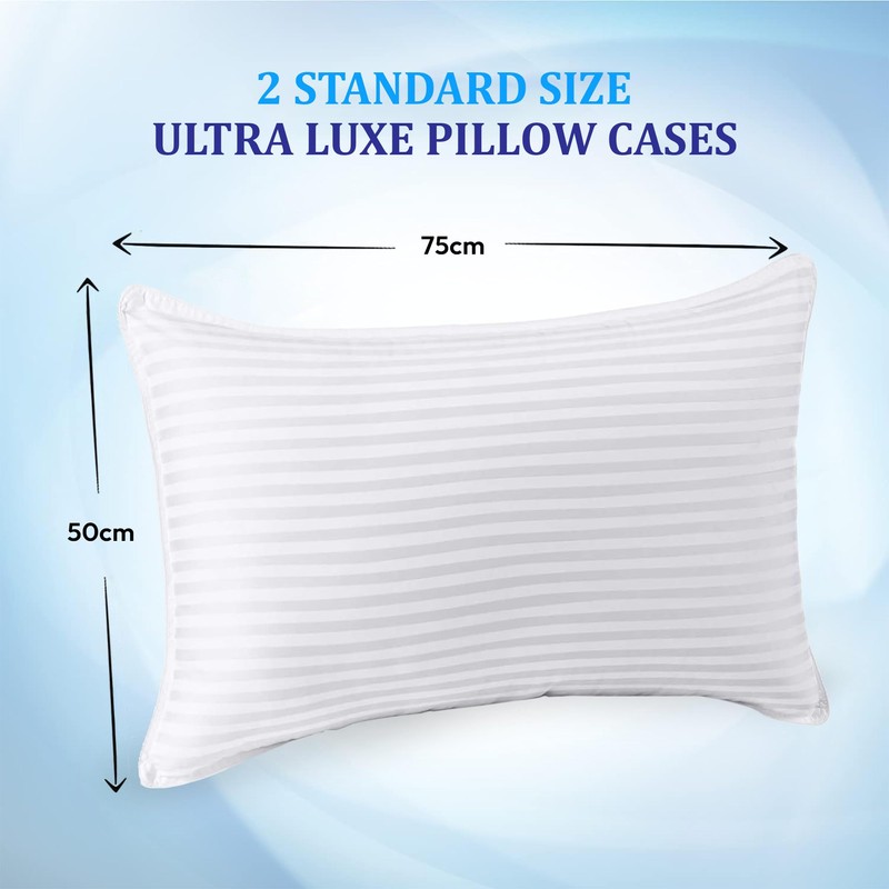 Eutony Pillow Protectors 2 Pack Satin Stripes - Ultra Luxe