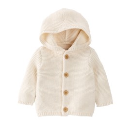 little planet by carter's unisex-baby Organic Cotton Signature Stitch Cardigan, Sweet Cream, 12 Months