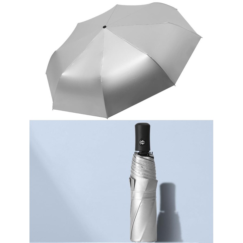 ThreeH Compact Travel Umbrella Automatic Open and Close Silver Coating