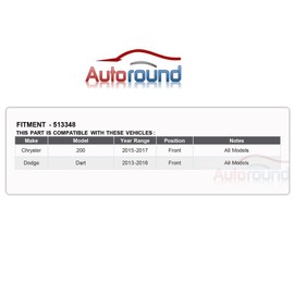 Autoround 513348 Front Wheel Hub and Bearing Assembly Replacement for 2013-2016 Dodge Dart, 2015-2017 Chrysler 200 5 Lugs w/ABS - 2pc Set